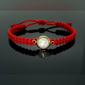 St. Benito bracelet, handmade religious bracelet, red bracelet for good luck
